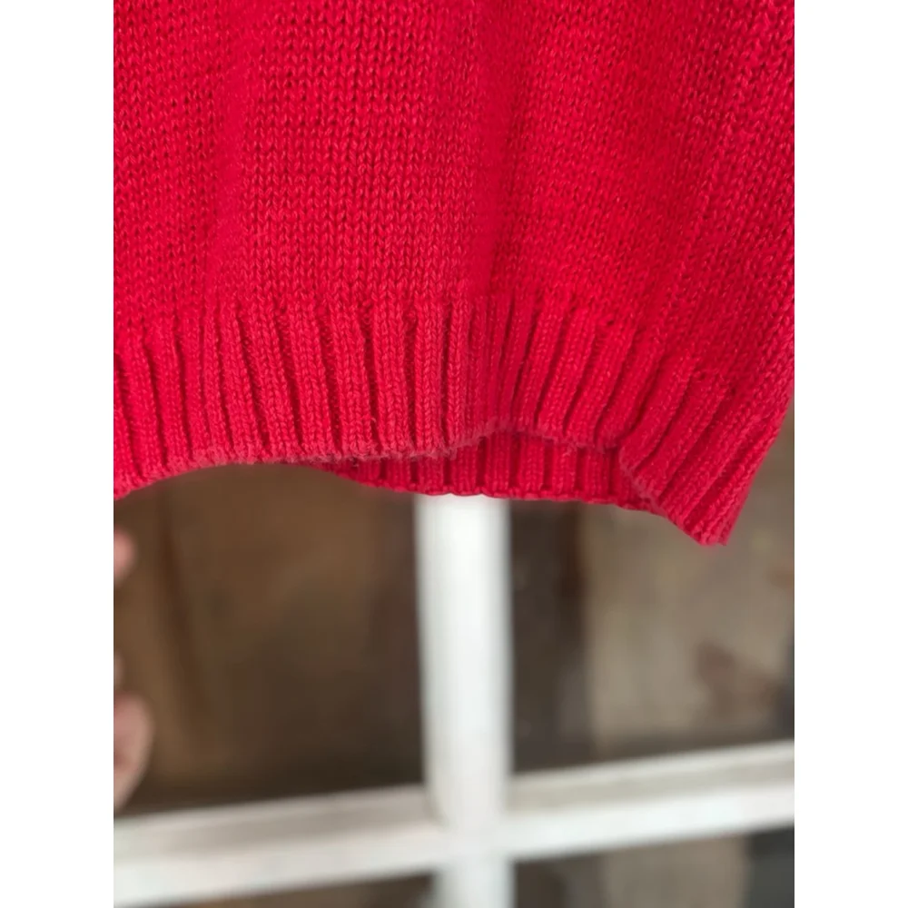 Vintage The Import Workshop Women's Medium Red V-Neck Knit Sweater Grandmacore